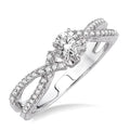 1/2 Ctw Diamond Engagement Ring with 1/4 Ct Round Cut Center Stone in 14K White Gold
