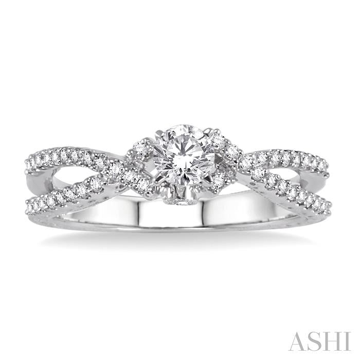1/4 Ctw Round Cut Diamond Semi-Mount Engagement Ring in 14K White Gold