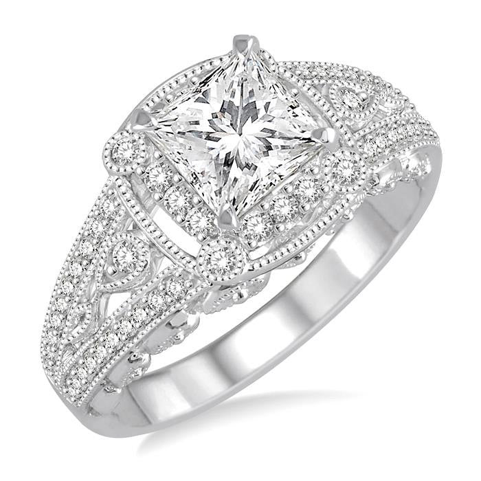 Princess Shape Semi-Mount Diamond Engagement Ring
