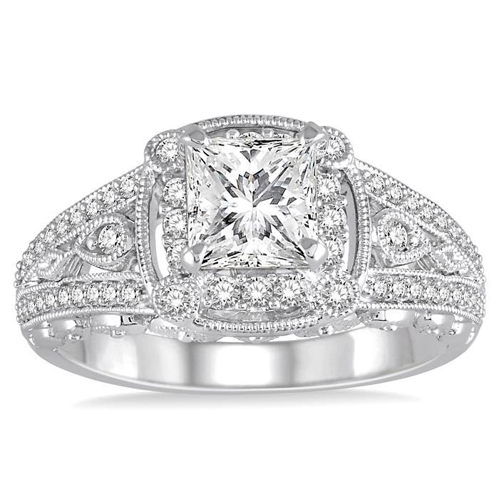 Princess Shape Semi-Mount Diamond Engagement Ring