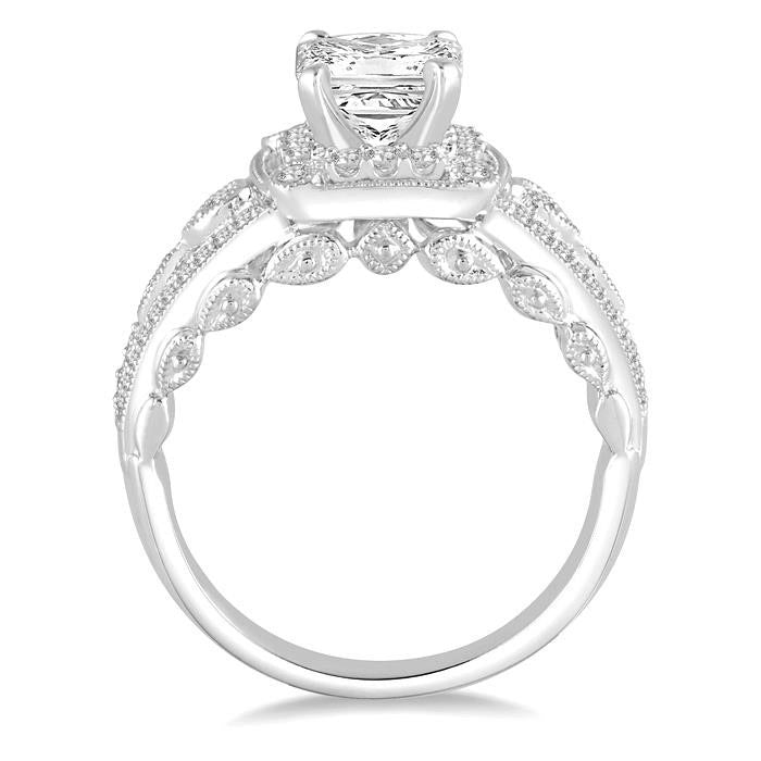 Princess Shape Semi-Mount Diamond Engagement Ring