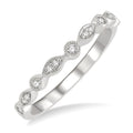1/10 Ctw Marquise and Circular Lattice Round Cut Diamond Wedding Band in 14K White Gold