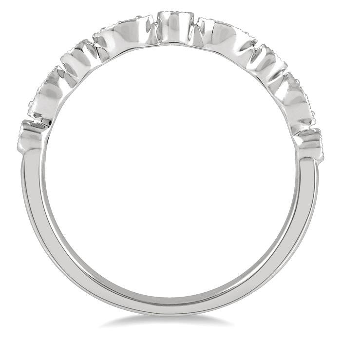 1/10 Ctw Marquise and Circular Lattice Round Cut Diamond Wedding Band in 14K White Gold
