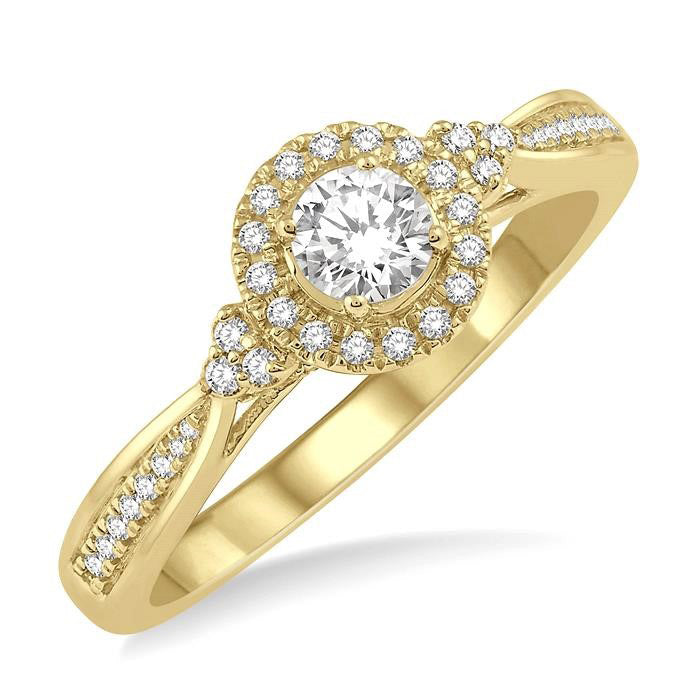 Round Shape Halo Diamond Engagement Ring
