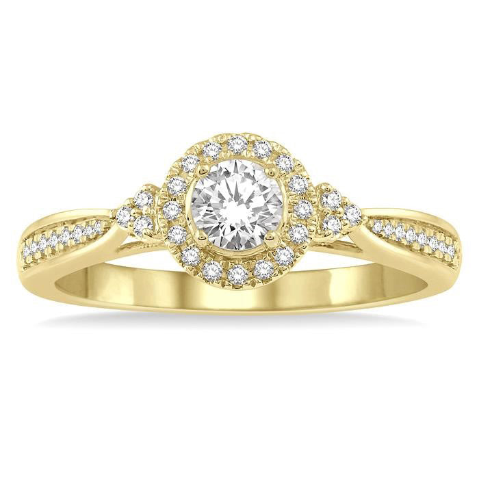 Round Shape Halo Diamond Engagement Ring