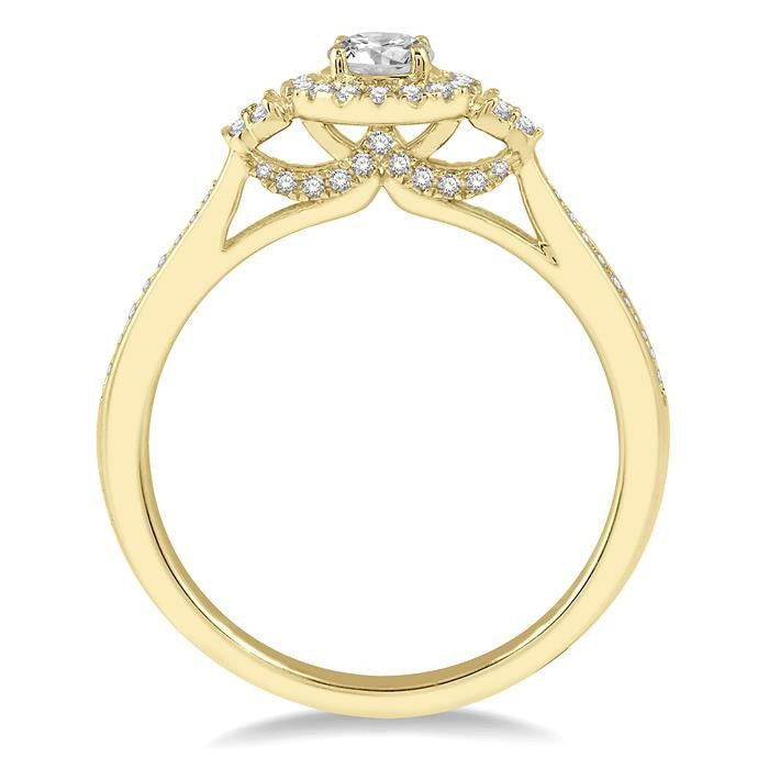 Round Shape Halo Diamond Engagement Ring