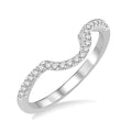 1/8 Ctw Curved Center Round Cut Diamond Wedding Band in 14K White Gold