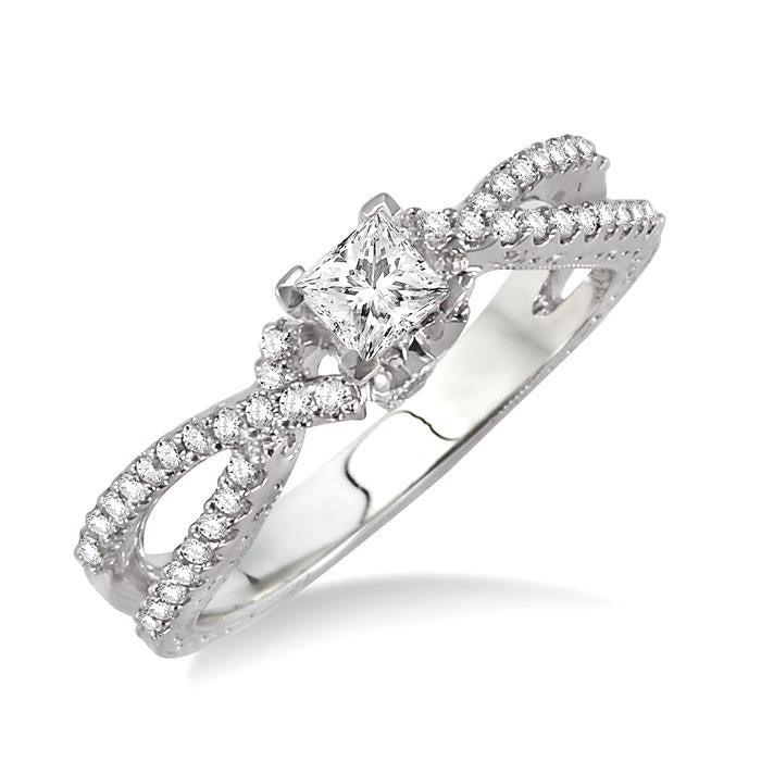 1/4 Ctw Round Cut Diamond Semi-Mount Engagement Ring in 14K White Gold