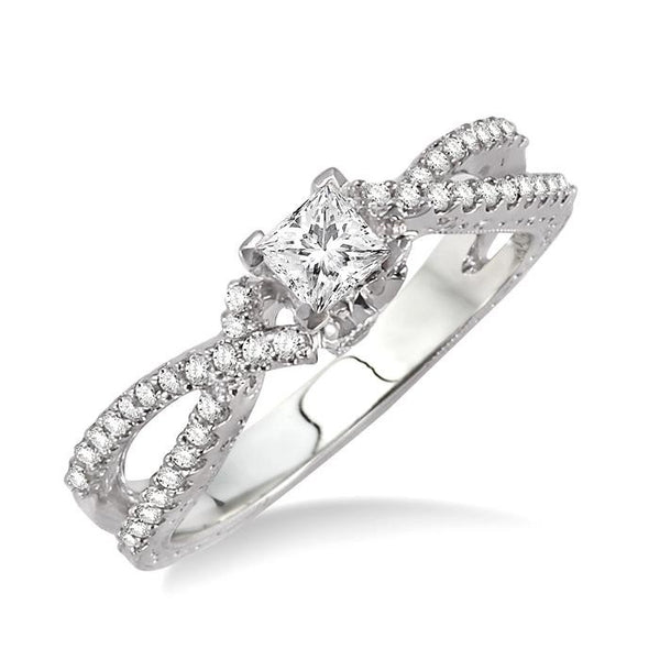 1/4 Ctw Round Cut Diamond Semi-Mount Engagement Ring in 14K White Gold