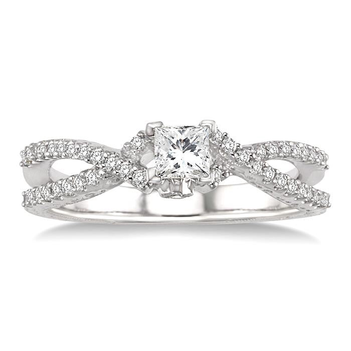 1/4 Ctw Round Cut Diamond Semi-Mount Engagement Ring in 14K White Gold
