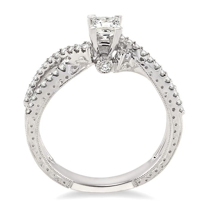 1/4 Ctw Round Cut Diamond Semi-Mount Engagement Ring in 14K White Gold