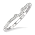 1/10 Ctw Curved Center Round Cut Diamond Wedding Band in 14K White Gold