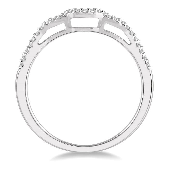 1/10 Ctw Curved Center Round Cut Diamond Wedding Band in 14K White Gold