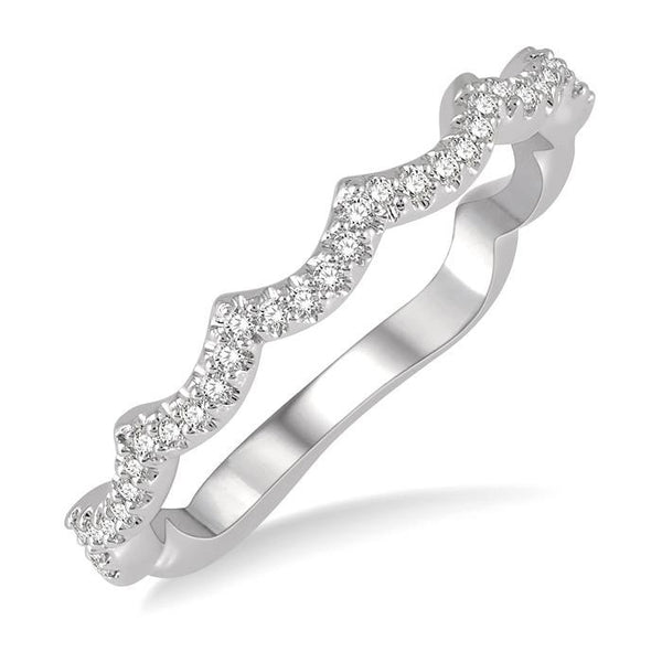 1/6 Ctw Wavy Pattern Round Cut Diamond Wedding Band in 14K White Gold