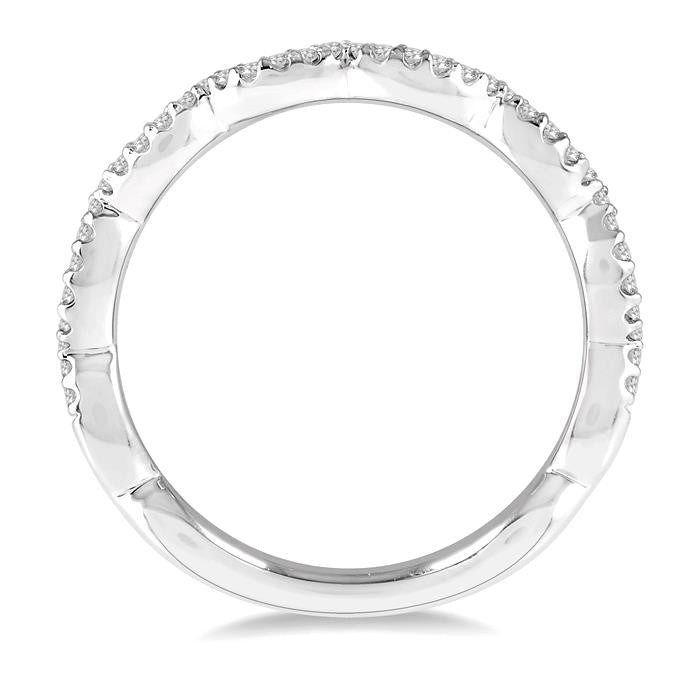 1/6 Ctw Wavy Pattern Round Cut Diamond Wedding Band in 14K White Gold