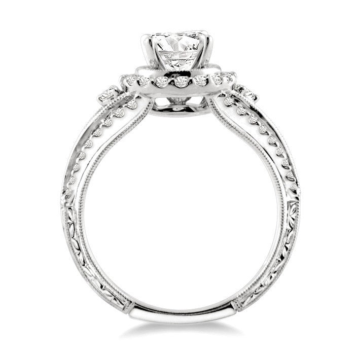 1 Ctw Diamond Engagement Ring with 1/2 Ct Round Cut Center Stone in 14K White Gold