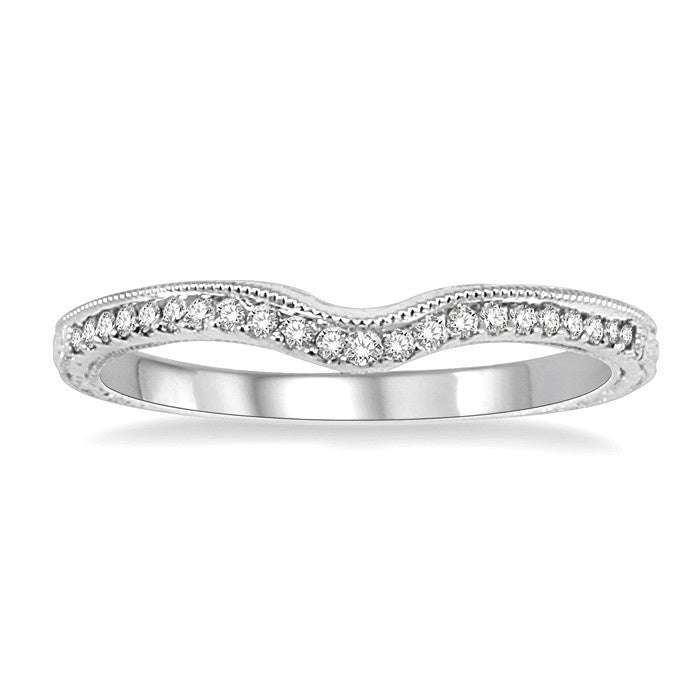 1/6 Ctw Round Cut Diamond Matching Wedding Band in 14K White Gold