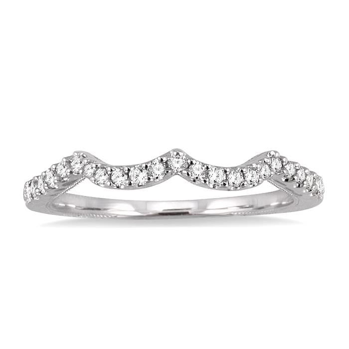1/5 Ctw Round Cut Diamond Matching Wedding Band in 14K White Gold