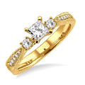 Princess Shape Past Present & Future Diamond Engagement Ring