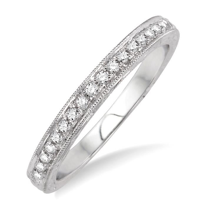 1/8 Ctw Round Cut Diamond Wedding Band in 14K White Gold