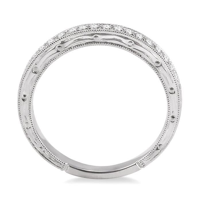 1/8 Ctw Round Cut Diamond Wedding Band in 14K White Gold