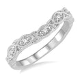 1/6 Ctw Milgrain Leaf Motif Round Cut Diamond Wedding Band in 14K White Gold