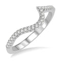 1/6 Ctw Crescent Shape Round Cut Diamond Wedding Band in 14K White Gold