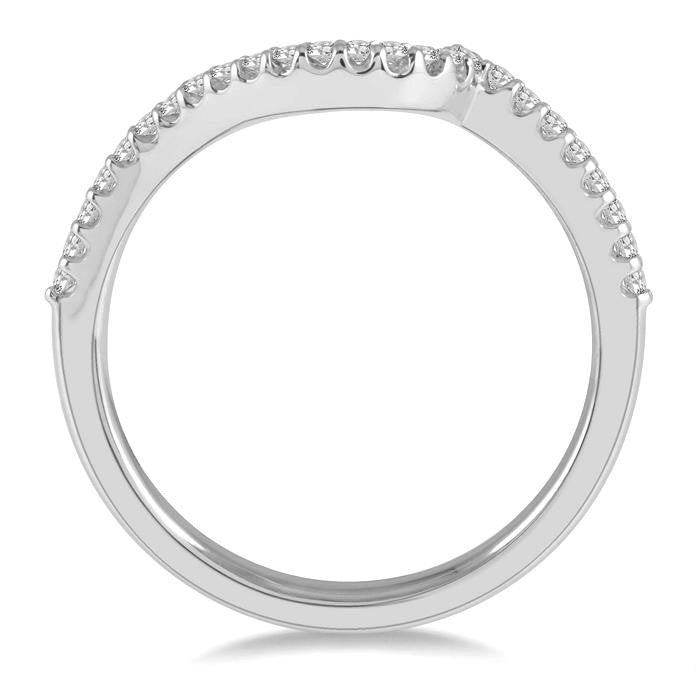 1/6 Ctw Crescent Shape Round Cut Diamond Wedding Band in 14K White Gold