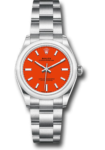 *Pre-Owned* Rolex Oyster Perpetual 31 Watch - Domed Bezel - Coral Red Index Dial - Oyster Bracelet