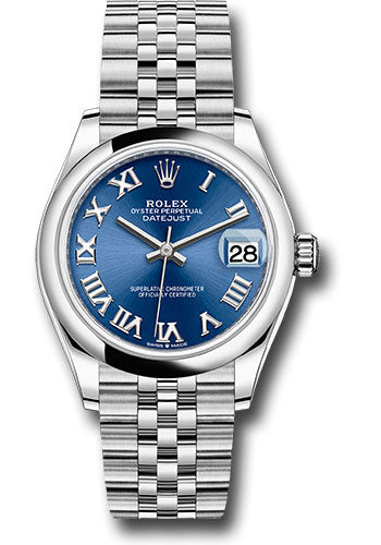 *Pre-Owned* Rolex Steel and White Gold Datejust 31 Watch - Domed Bezel - Blue Roman Dial - Jubilee Bracelet - 2021 Release