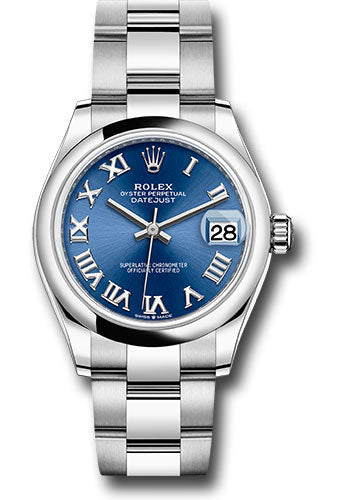 *Pre-Owned* Rolex Steel and White Gold Datejust 31 Watch - Domed Bezel - Blue Roman Dial - Oyster Bracelet - 2021 Release