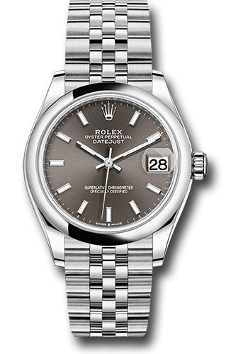 *Pre-Owned* Rolex Steel and White Gold Datejust 31 Watch - Domed Bezel - Dark Grey Index Dial - Jubilee Bracelet