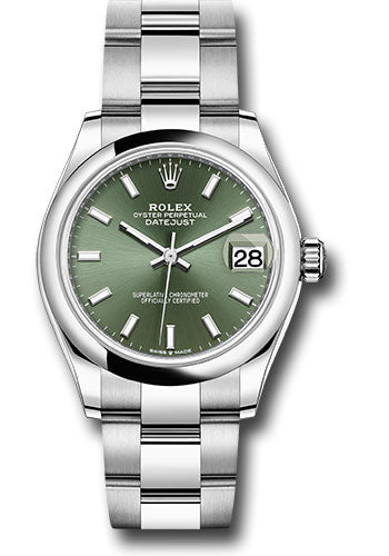 *Pre-Owned* Rolex Steel and White Gold Datejust 31 Watch - Domed Bezel - Mint Green Index Dial - Oyster Bracelet