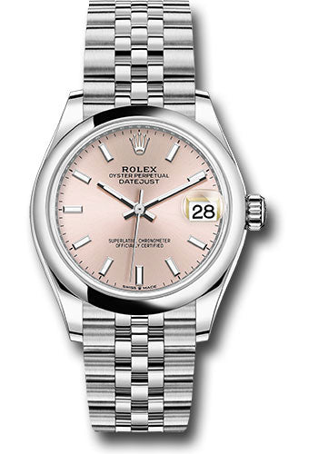*Pre-Owned* Rolex Steel and White Gold Datejust 31 Watch - Domed Bezel - Pink Index Dial - Jubilee Bracelet