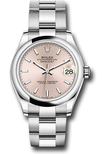 *Pre-Owned* Rolex Steel and White Gold Datejust 31 Watch - Domed Bezel - Pink Index Dial - Oyster Bracelet