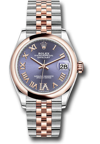 *Pre-Owned* Rolex Steel and Everose Gold Datejust 31 Watch - Domed Bezel - Chocolate Diamond Roman VI Dial - Jubilee Bracelet