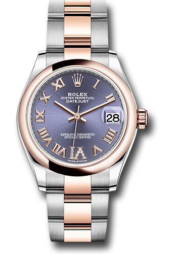 *Pre-Owned* Rolex Steel and Everose Gold Datejust 31 Watch - Domed Bezel - Chocolate Diamond Roman VI Dial - Oyster Bracelet