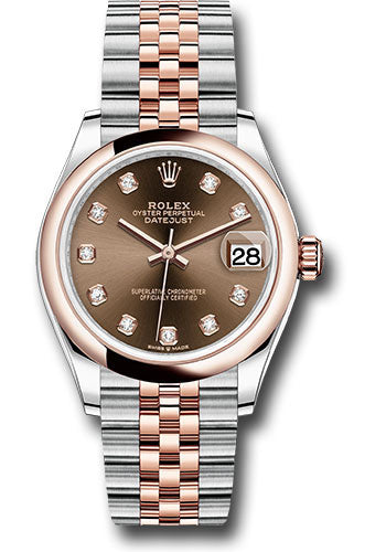 *Pre-Owned* Rolex Steel and Everose Gold Datejust 31 Watch - Domed Bezel - White Roman Dial - Jubilee Bracelet
