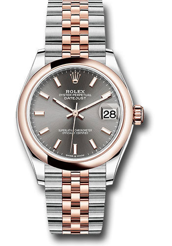 *Pre-Owned* Rolex Steel and Everose Gold Datejust 31 Watch - Domed Bezel - Dark Rhodium Index Dial - Jubilee Bracelet