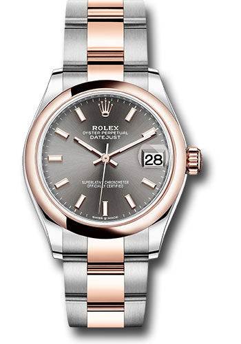 *Pre-Owned* Rolex Steel and Everose Gold Datejust 31 Watch - Domed Bezel - Dark Rhodium Index Dial - Oyster Bracelet