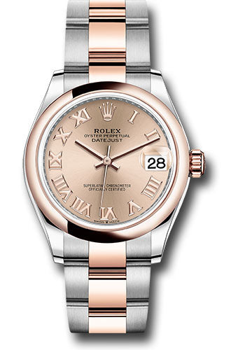 *Pre-Owned* Rolex Everose Rolesor Datejust 31 Watch - Domed Bezel - RosÃ© Roman Dial - Oyster Bracelet
