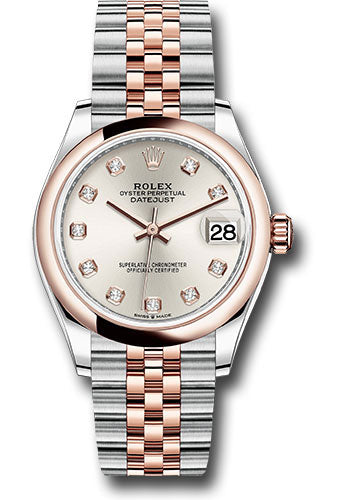 *Pre-Owned* Rolex Steel and Everose Gold Datejust 31 Watch - Domed Bezel - RosÃ© Diamond Dial - Jubilee Bracelet