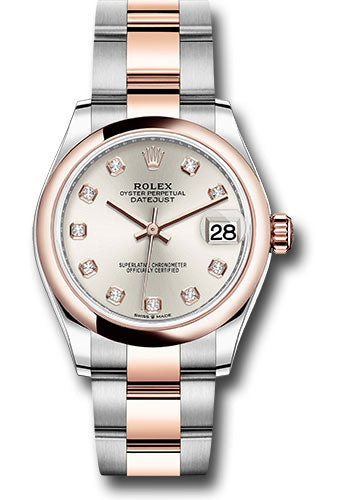 *Pre-Owned* Rolex Steel and Everose Gold Datejust 31 Watch - Domed Bezel - RosÃ© Diamond Dial - Oyster Bracelet