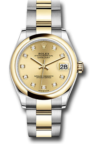 *Pre-Owned* Rolex Steel and Yellow Gold Datejust 31 Watch - Domed Bezel - Champagne Diamond Dial - Oyster Bracelet