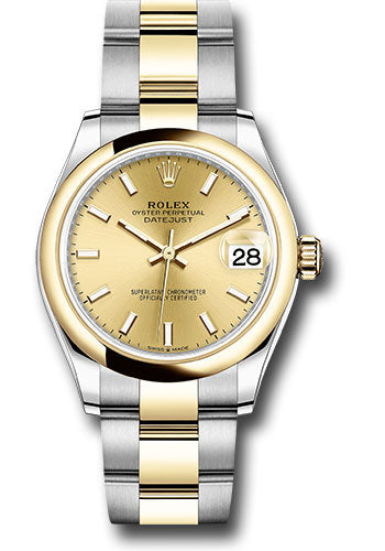 *Pre-Owned* Rolex Steel and Yellow Gold Datejust 31 Watch - Domed Bezel - Champagne Index Dial - Oyster Bracelet