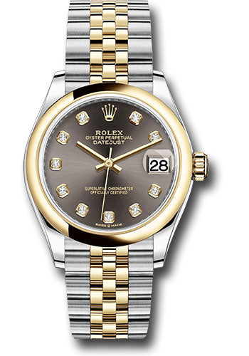 *Pre-Owned* Rolex Steel and Yellow Gold Datejust 31 Watch - Domed Bezel - Dark Grey Diamond Dial - Jubilee Bracelet