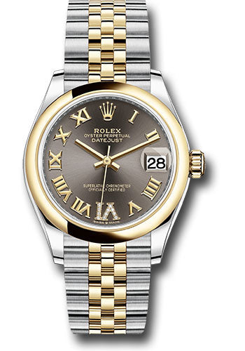 *Pre-Owned* Rolex Steel and Yellow Gold Datejust 31 Watch - Domed Bezel - Dark Grey Diamond Roman Six Dial - Jubilee Bracelet