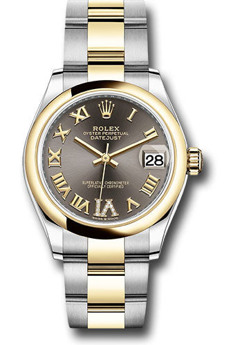 *Pre-Owned* Rolex Steel and Yellow Gold Datejust 31 Watch - Domed Bezel - Dark Grey Diamond Roman Six Dial - Oyster Bracelet