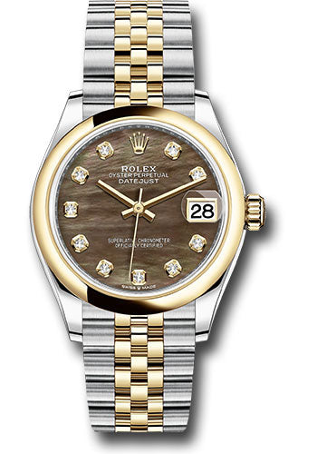 *Pre-Owned* Rolex Steel and Yellow Gold Datejust 31 Watch - Domed Bezel - Dark Mother-of-Pearl Diamond Dial - Jubilee Bracelet