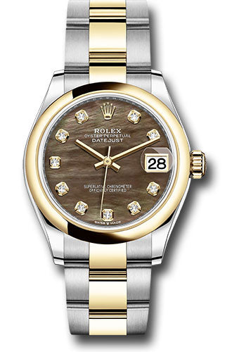 *Pre-Owned* Rolex Steel and Yellow Gold Datejust 31 Watch - Domed Bezel - Dark Mother-of-Pearl Diamond Dial - Oyster Bracelet